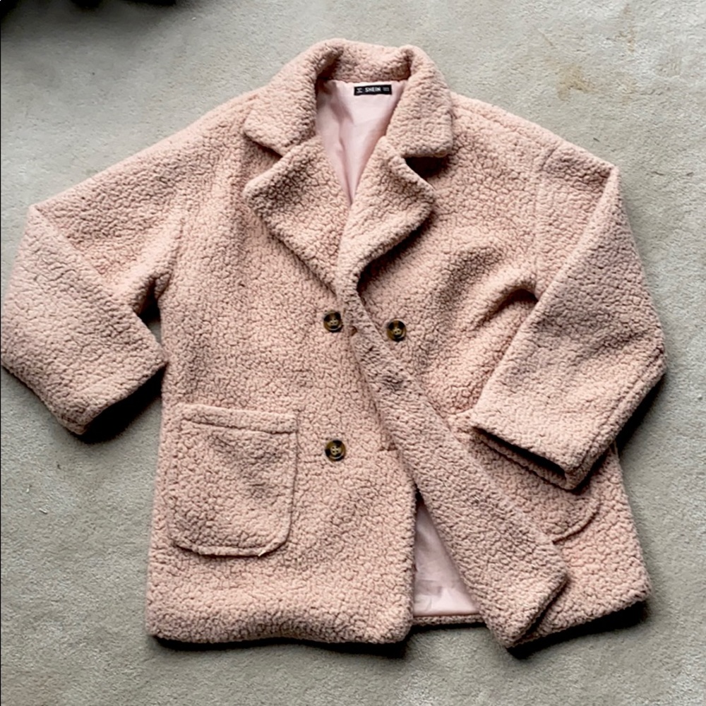 Pink fluffy winter coat